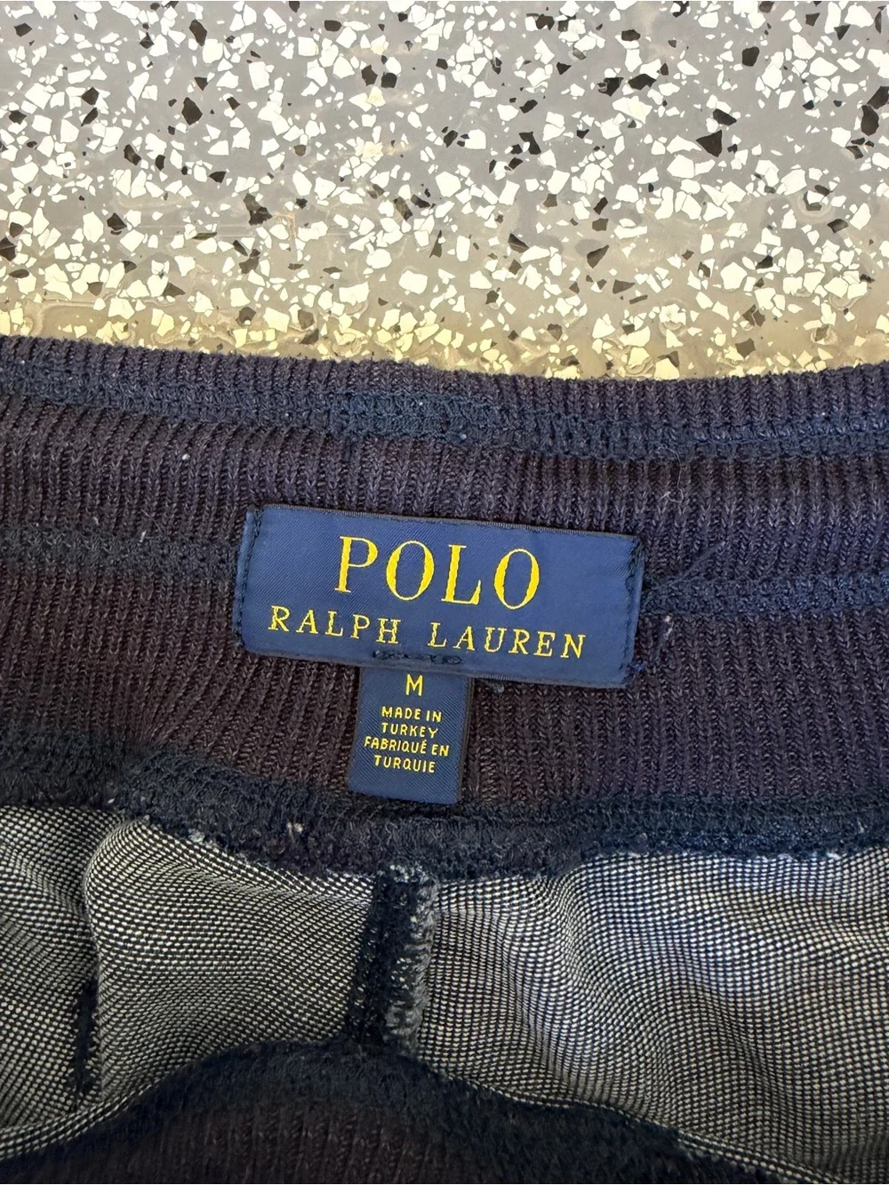 Blue Polo Ralph Lauren Jogger Sweatpants with Yellow Stripe Trim